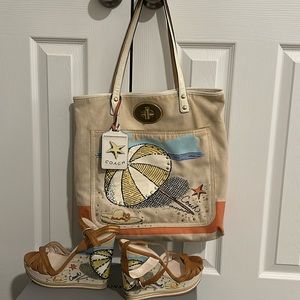 Exclusive Coach- Summer tote and matching wedges